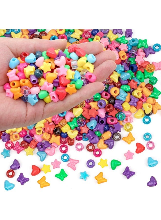 Capstro Large Hole 6×9 mm Acrylic Pony Beads for Jewelry Making – Bulk Craft Beads for Bracelets, Necklaces, Hair Braids & DIY Arts and Crafts – Heart & Butterfly Mix - Image 5